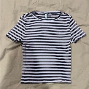 Divided pink, Black and White Striped Tee